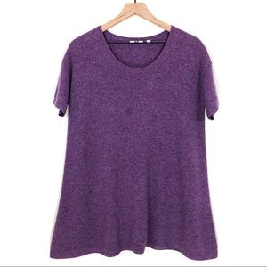 UniQlo Purple Short Sleeve Wool Tunic Sweater
